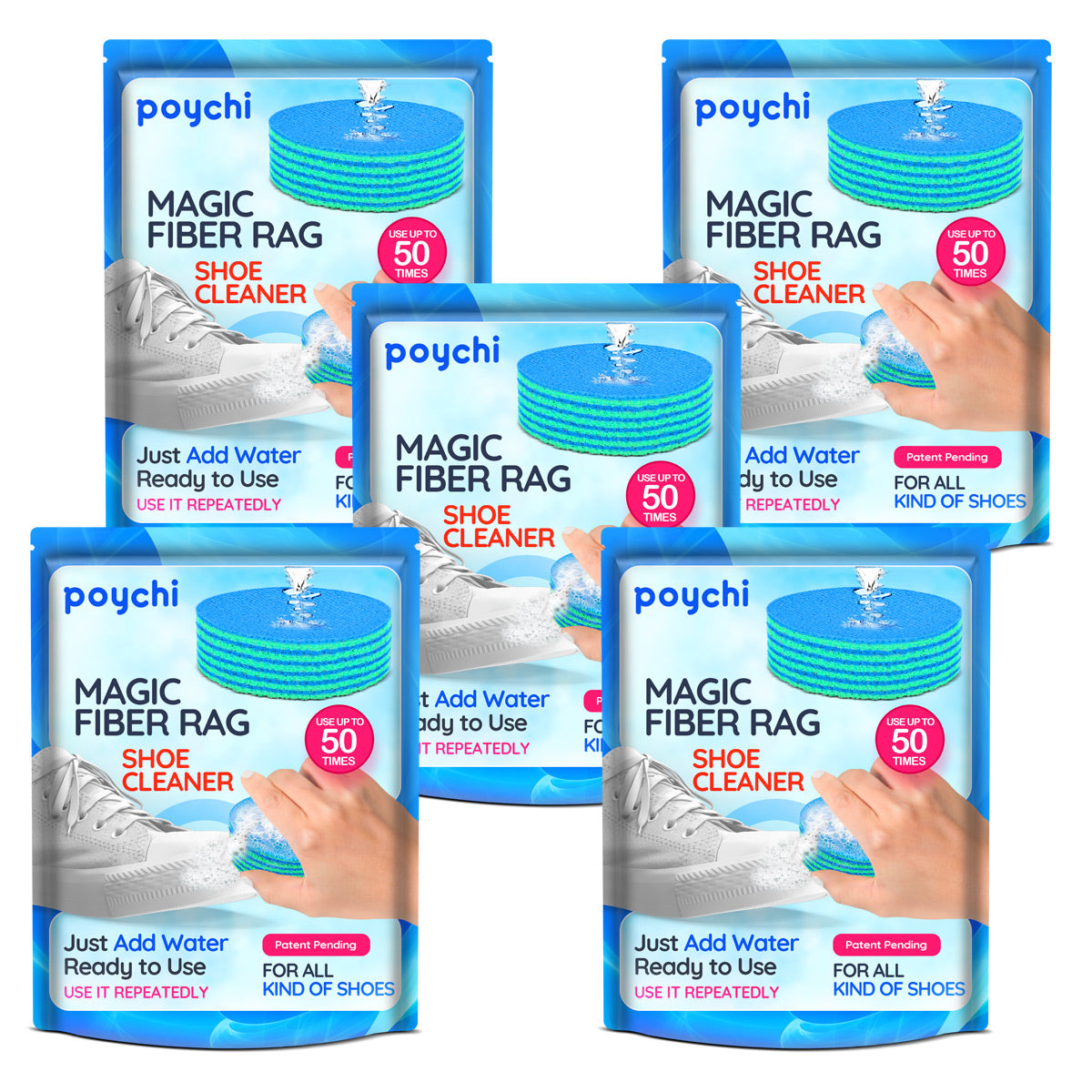 Poychi Magical Fiber Shoe Cleaner - 5 Pack